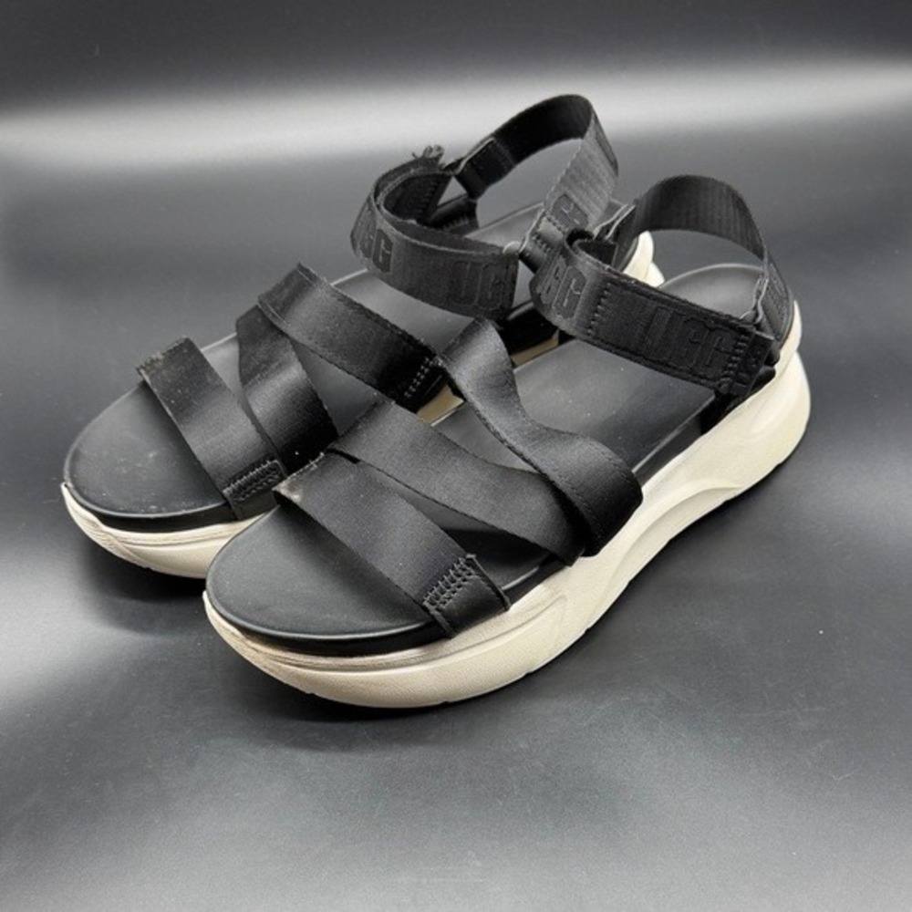 UGG LA Shores Black White Platform Strappy Sandals‎ Womens 10 1118499
